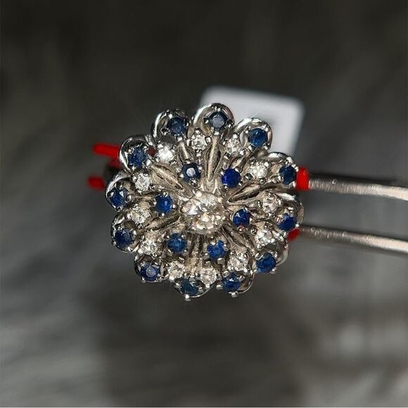Stunning 14k Sapphires & Diamonds Vintage Ring - Picture 4 of 16